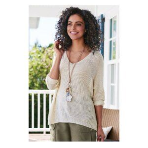 NWT Soft Surroundings Nerys Sparkle Sweater Women's PXL Golden Neutral
